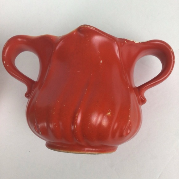 Vintage orange distressed sugar & creamer set - Picture 10 of 11